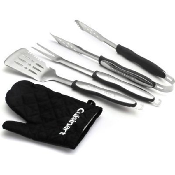 Almo Fulfillment Services Llc Cuisinart 3-Piece Grilling Tool Set w/ Grill Glove, Black CGS-134BL